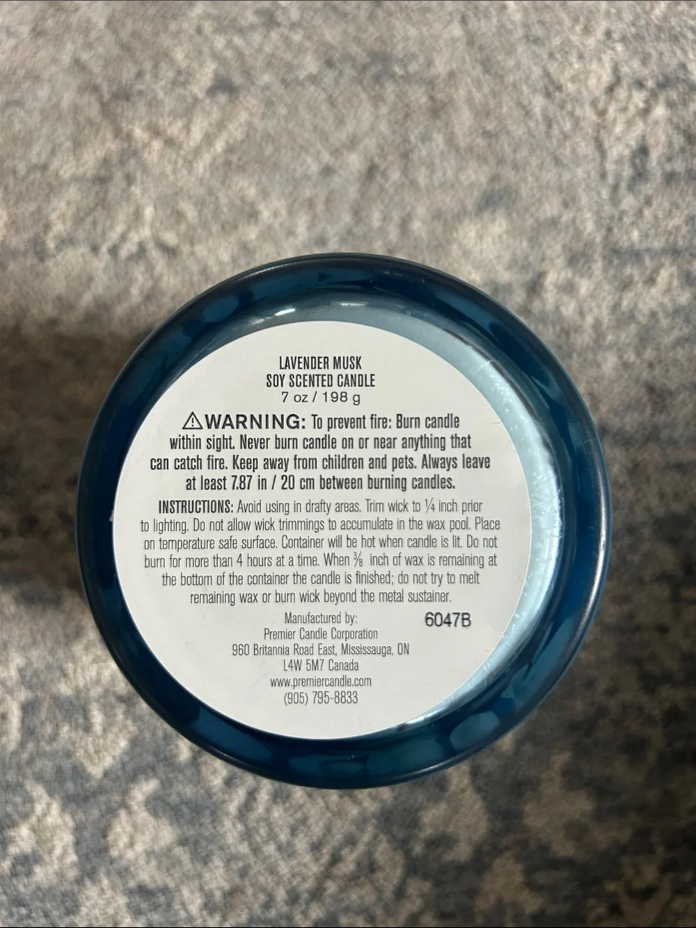 7 oz. Premier Candle Corp Lavender Musk Scented Soy Candle